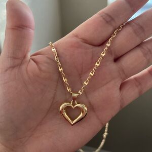 18K Real Gold Heart Pendant Necklace